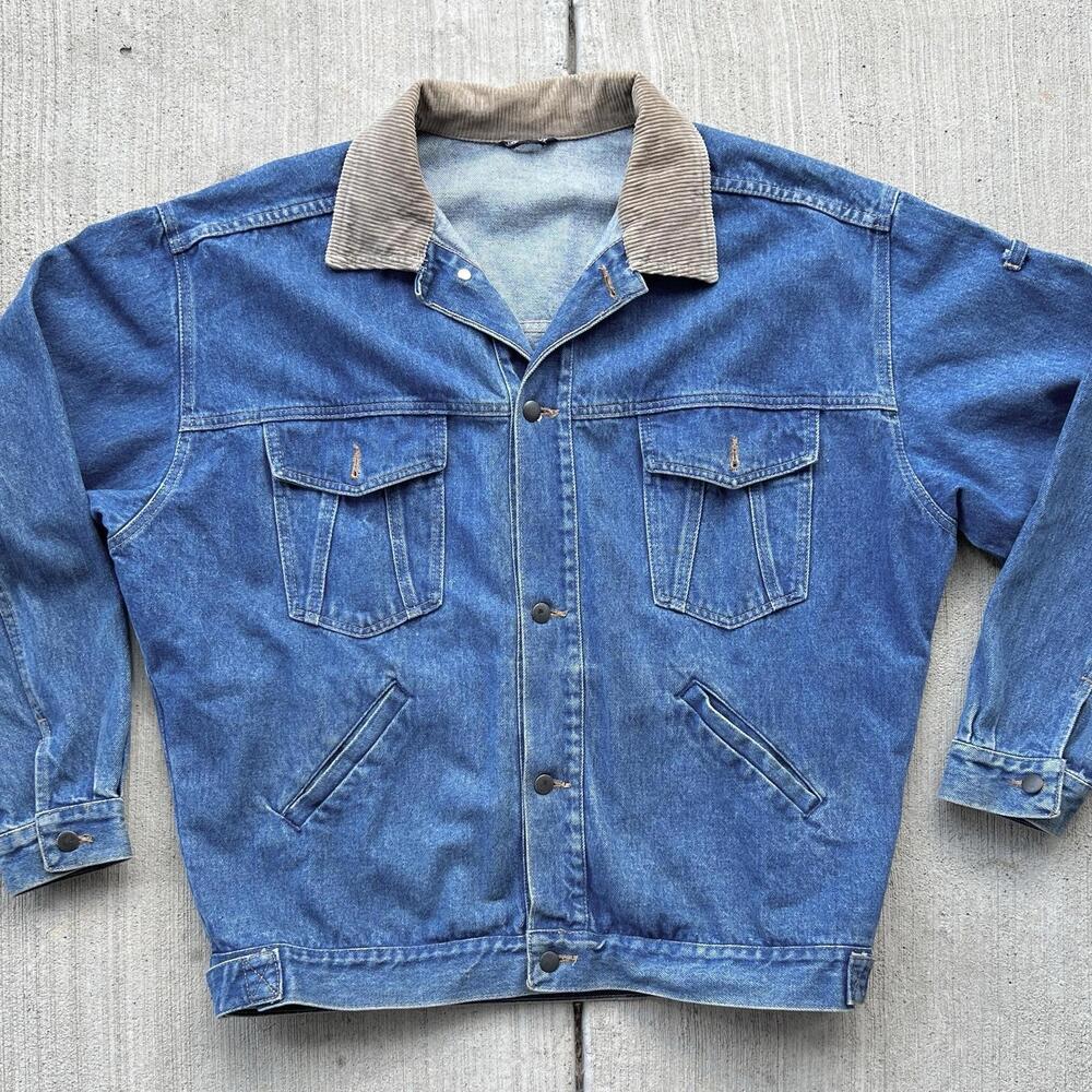 Vintage St Michael Denim Jacket Mens Sz XL Cotton Blue Jean Style Made In UK